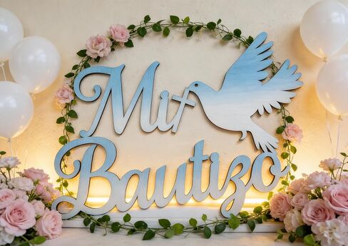 Decorative Mi Bautizo Sign,Wooden Religious Baptism Wall Decor, Children's Birthday Party Decoration,for Baptism,Bedroom,Garden, Birthday, Christmas,Para Niño Niña,Baby Shower in Saudi Arabia