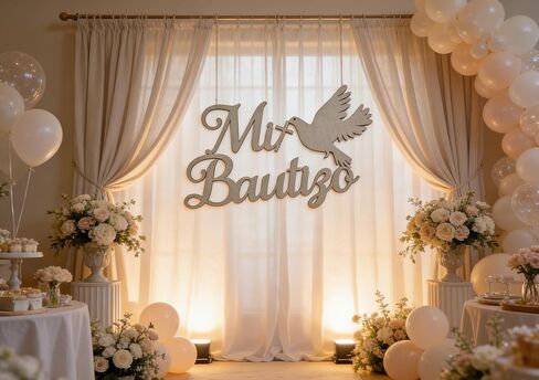 Decorative Mi Bautizo Sign,Wooden Religious Baptism Wall Decor, Children's Birthday Party Decoration,for Baptism,Bedroom,Garden, Birthday, Christmas,Para Niño Niña,Baby Shower in Saudi Arabia