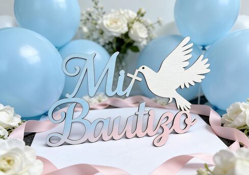 Decorative Mi Bautizo Sign,Wooden Religious Baptism Wall Decor, Children's Birthday Party Decoration,for Baptism,Bedroom,Garden, Birthday, Christmas,Para Niño Niña,Baby Shower in Saudi Arabia