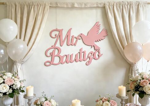 Decorative Mi Bautizo Sign,Wooden Religious Baptism Wall Decor, Children's Birthday Party Decoration,for Baptism,Bedroom,Garden, Birthday, Christmas,Para Niño Niña,Baby Shower in Saudi Arabia