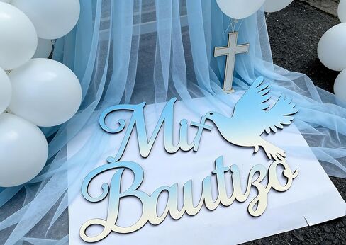 Decorative Mi Bautizo Sign,Wooden Religious Baptism Wall Decor, Children's Birthday Party Decoration,for Baptism,Bedroom,Garden, Birthday, Christmas,Para Niño Niña,Baby Shower in Saudi Arabia