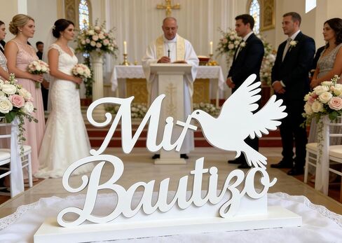 Decorative Mi Bautizo Sign,Wooden Religious Baptism Wall Decor, Children's Birthday Party Decoration,for Baptism,Bedroom,Garden, Birthday, Christmas,Para Niño Niña,Baby Shower in Saudi Arabia