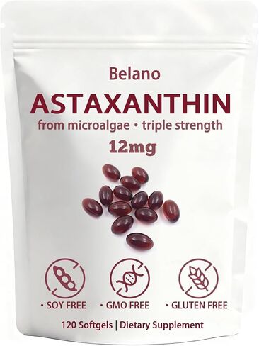 BELANO Nuvapure Astaxanthin12mg，Easy to Swallow, Non-GMO，4-Month Supply，120 Softgels in Saudi Arabia