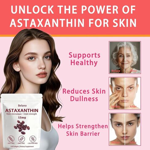 BELANO Nuvapure Astaxanthin12mg，Easy to Swallow, Non-GMO，4-Month Supply，120 Softgels in Saudi Arabia
