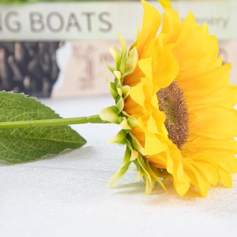 Sunflowers Artificial Flowers with Golden Yellow Long Stem Artificial Flower 10 Pcs for Home Decoration,Spring Easter Flowers,Wedding Arrangement(Golden Yellow) in Saudi Arabia