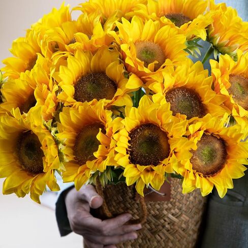 Sunflowers Artificial Flowers with Golden Yellow Long Stem Artificial Flower 10 Pcs for Home Decoration,Spring Easter Flowers,Wedding Arrangement(Golden Yellow) in Saudi Arabia