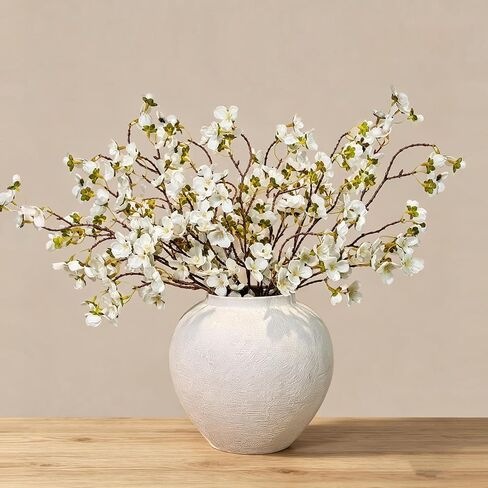 12 Pcs White Cherry Blossom Branches Artificial Flowers for Decoration, Fake Flowers Stems Fake Cherry Blossoms Silk Flowers for Indoor Table Centerpieces Vase Wedding Office Home Party Decor in Saudi Arabia