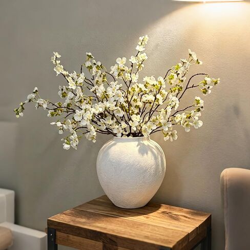 12 Pcs White Cherry Blossom Branches Artificial Flowers for Decoration, Fake Flowers Stems Fake Cherry Blossoms Silk Flowers for Indoor Table Centerpieces Vase Wedding Office Home Party Decor in Saudi Arabia