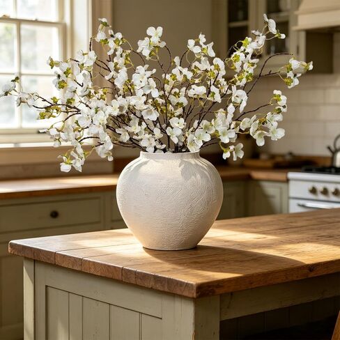 12 Pcs White Cherry Blossom Branches Artificial Flowers for Decoration, Fake Flowers Stems Fake Cherry Blossoms Silk Flowers for Indoor Table Centerpieces Vase Wedding Office Home Party Decor in Saudi Arabia