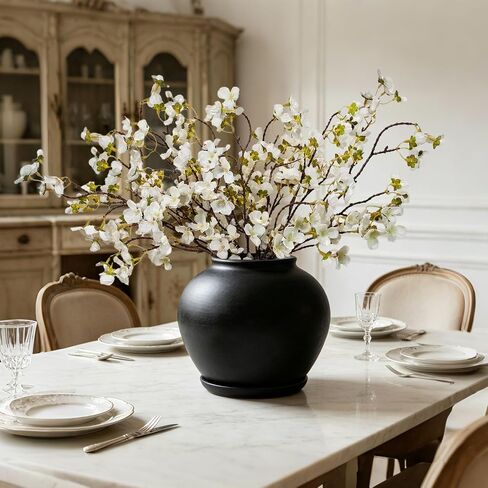 12 Pcs White Cherry Blossom Branches Artificial Flowers for Decoration, Fake Flowers Stems Fake Cherry Blossoms Silk Flowers for Indoor Table Centerpieces Vase Wedding Office Home Party Decor in Saudi Arabia