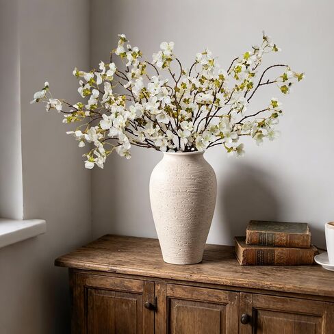12 Pcs White Cherry Blossom Branches Artificial Flowers for Decoration, Fake Flowers Stems Fake Cherry Blossoms Silk Flowers for Indoor Table Centerpieces Vase Wedding Office Home Party Decor in Saudi Arabia