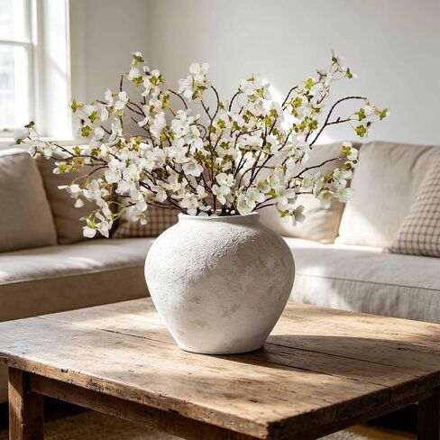 12 Pcs White Cherry Blossom Branches Artificial Flowers for Decoration, Fake Flowers Stems Fake Cherry Blossoms Silk Flowers for Indoor Table Centerpieces Vase Wedding Office Home Party Decor in Saudi Arabia