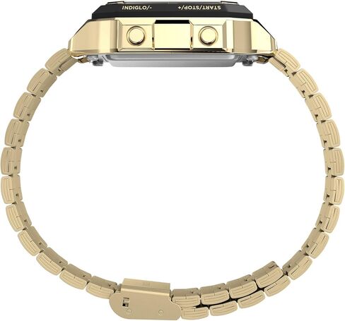 ساعة Timex للرجال World Time Digital 40mm - سوار ذهبي اللون ومينا رقمية وحافظة ذهبية اللون in Kuwait