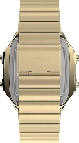 ساعة Timex للرجال World Time Digital 40mm - سوار ذهبي اللون ومينا رقمية وحافظة ذهبية اللون in Kuwait