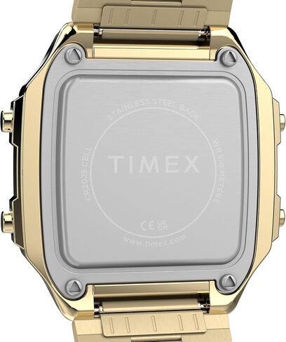 ساعة Timex للرجال World Time Digital 40mm - سوار ذهبي اللون ومينا رقمية وحافظة ذهبية اللون in Kuwait