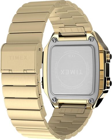 ساعة Timex للرجال World Time Digital 40mm - سوار ذهبي اللون ومينا رقمية وحافظة ذهبية اللون in Kuwait