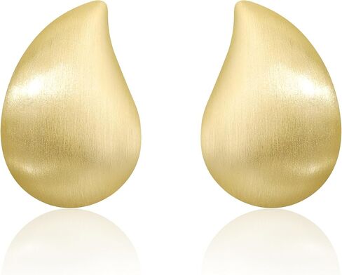 Chunky Gold and Silver Stud Earrings for Women, 14K Gold Plated Matte Brushed Statement Geometric Earrings, Minimalist Water Drop Square Round Oval Rectangle Design Jewelry in Kuwait