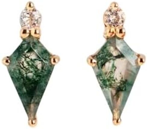 Natural Moss Agate Stud Earring Kite Shape Earring Sterling Silver Earring Moss Agate Kite Stud Earring Women Christmas Gift in Kuwait