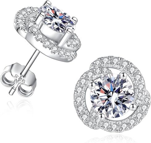 2CT Moissanite Stud Earrings for Women Wife D Color VVS1 Round Cut Moissanite for Mom Her S925 Sterling Silver for Anniversary Birthday Christmas Valentines in Saudi Arabia