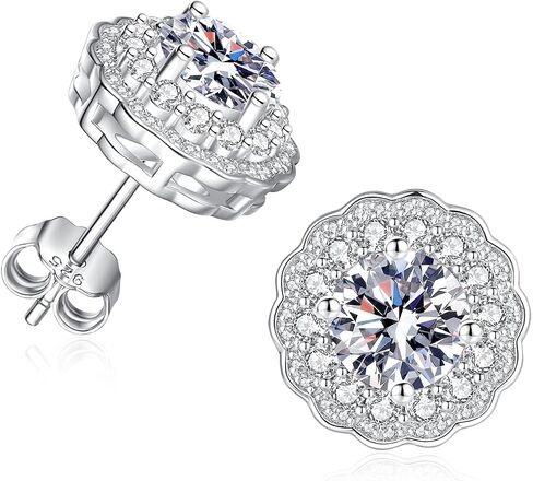 2CT Moissanite Stud Earrings for Women Wife D Color VVS1 Round Cut Moissanite for Mom Her S925 Sterling Silver for Anniversary Birthday Christmas Valentines in Saudi Arabia