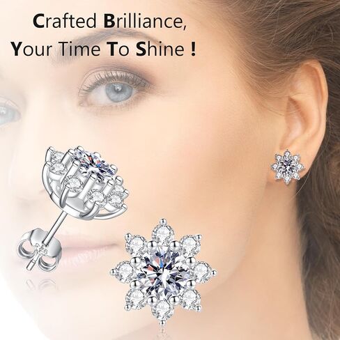 2CT Moissanite Stud Earrings for Women Wife D Color VVS1 Round Cut Moissanite for Mom Her S925 Sterling Silver for Anniversary Birthday Christmas Valentines in Saudi Arabia
