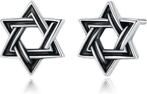Vito 925 Sterling Silver Star of David Earrings for Women Men, Witckes Knot Stud Earring Black Jewish Star Stud Earrings Hanukkah Flatback Stud Earrings Jewelry Gift for Wife in Saudi Arabia