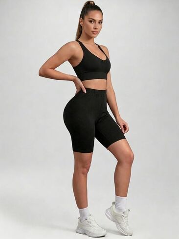 Women's Biker Shorts Athletic Yoga Exercise Shorts Soft Comfy High Waisted Casual Wear in Kuwait