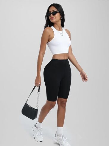 Women's Biker Shorts Athletic Yoga Exercise Shorts Soft Comfy High Waisted Casual Wear in Kuwait