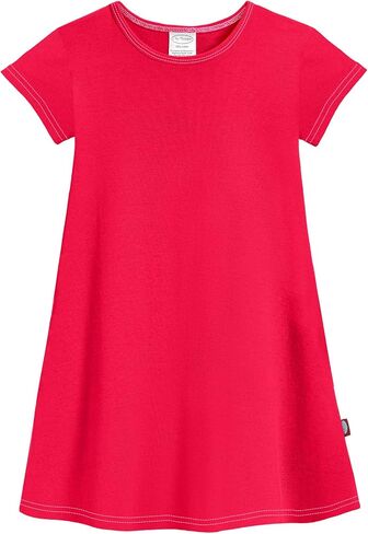 City Threads Made in USA Baby Girls' Cotton Short Sleeve Cover Up Dress for Sensitive Skin SPD Sensory Friendly in Kuwait