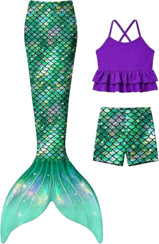 Girls Tankini Swimsuit Cute Bathing Suits Adjustable Straps Tankini Set with Shorts Skirt Girls' Swimwear 3-10Y in Saudi Arabia