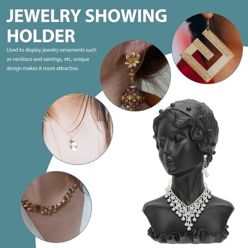 Beavorty Jewelry Display Stand Figure Bust Necklace Holder Earring Organizer Resin Craft 10.43X7.08X5.51In for Home Decor Wedding Gift in Kuwait