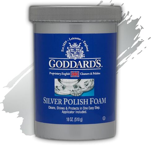 Goddard's Silver Polish Foam – Silver Jewelry Cleaner for Antiques, Accessories, Ornaments & More – Cleaner for Silverware Protection – Tarnish Remover for Jewelry w/Sponge Applicator (18 oz) in Saudi Arabia