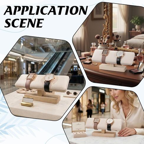 Watch Stand, Wooden T-Bar Velvet Bracelet Holder Jewelry Organizer Jewelry Organizer Holder for Home Use Retail Display, Space Saving Bangle Pendants Tower Rack in Saudi Arabia