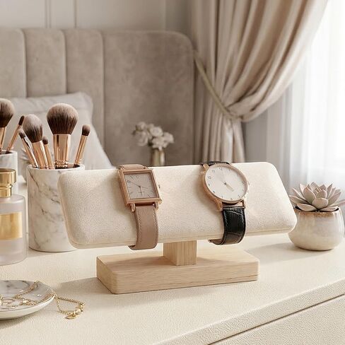 Watch Stand, Wooden T-Bar Velvet Bracelet Holder Jewelry Organizer Jewelry Organizer Holder for Home Use Retail Display, Space Saving Bangle Pendants Tower Rack in Saudi Arabia