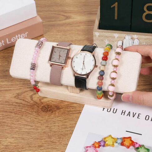 Watch Stand, Wooden T-Bar Velvet Bracelet Holder Jewelry Organizer Jewelry Organizer Holder for Home Use Retail Display, Space Saving Bangle Pendants Tower Rack in Saudi Arabia