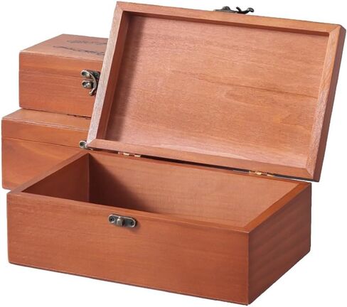 Large Capacity Wooden Storage Box With Safety Lock Multifunctional Flip Top Jewelry Storage Treasure Chest Box Home Decorative in Kuwait