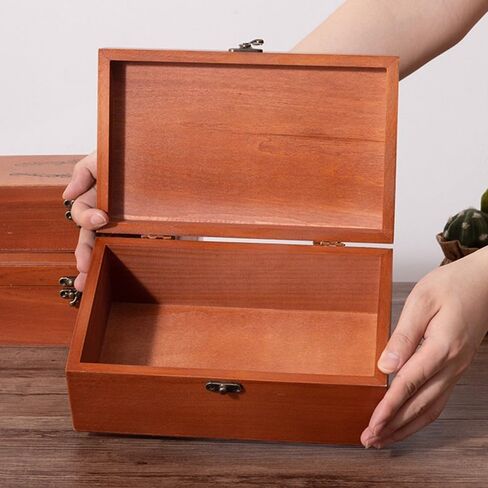 Large Capacity Wooden Storage Box With Safety Lock Multifunctional Flip Top Jewelry Storage Treasure Chest Box Home Decorative in Kuwait
