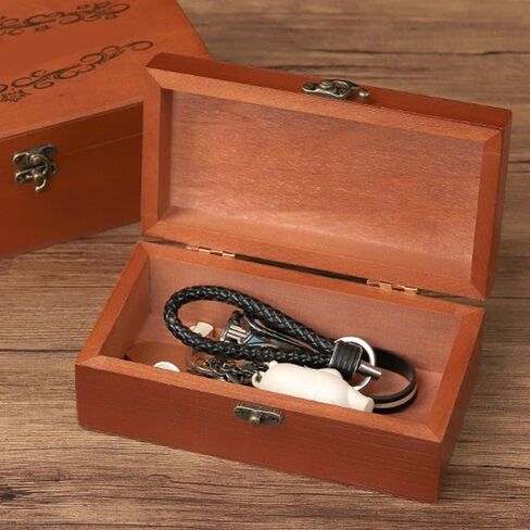 Large Capacity Wooden Storage Box With Safety Lock Multifunctional Flip Top Jewelry Storage Treasure Chest Box Home Decorative in Kuwait