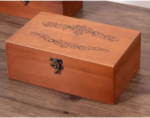 Large Capacity Wooden Storage Box With Safety Lock Multifunctional Flip Top Jewelry Storage Treasure Chest Box Home Decorative in Kuwait