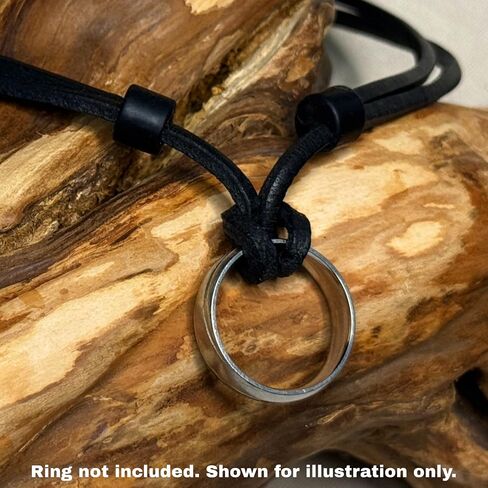 HANA LIMA Ring Holder Necklace for Men & Women - Adjustable Leather Necklace for Wedding Ring or Wedding Band, Handmade in Germany, Black Leather Cord, 14-25.5 Inches in Saudi Arabia