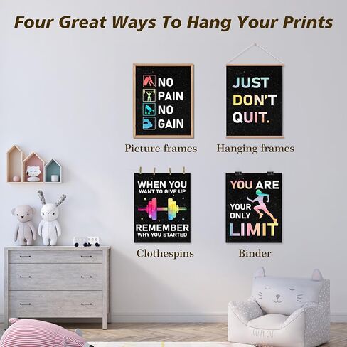 GYNNCRIO Inspirational Gym Poster, Wall Decor For Home, Office, Or Gym，Motivational Wall Art For College Girls & Boys, Set of 4 (8x10 Unframed) -A07 in Kuwait