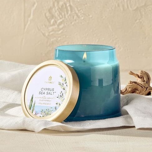 Thymes Poured Glass Jar Candle - Scented Candle for a Fresh Home Fragrance - Aromatherapy Candle in Glass Jar (Cyprus Sea Salt) in Kuwait