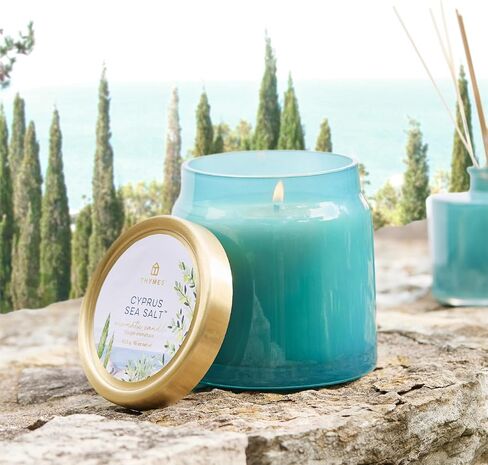 Thymes Poured Glass Jar Candle - Scented Candle for a Fresh Home Fragrance - Aromatherapy Candle in Glass Jar (Cyprus Sea Salt) in Kuwait