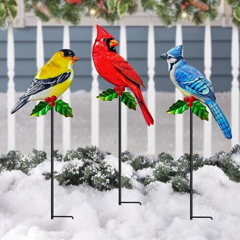 WAIU Metal Cardinal Garden Stakes 3 Pack Outdoor Yard Art, Outside Decorations for Yard,Garden Decorations in Saudi Arabia