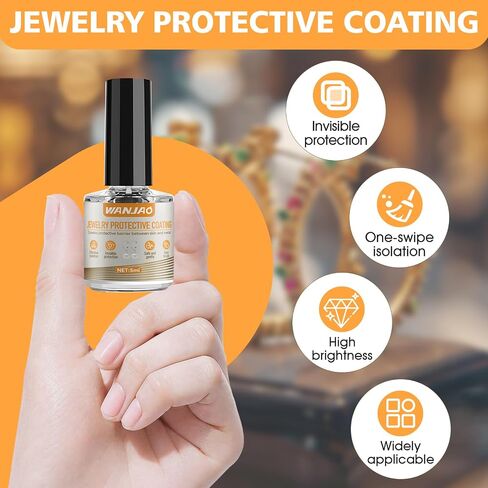 Jewelry Protective Coating, Jewelry Sealant Transparent Traceless Long-Lasting Protection Creates Protective Barrier Between Skin and Metal for Earrings Rings Bracelets in Saudi Arabia