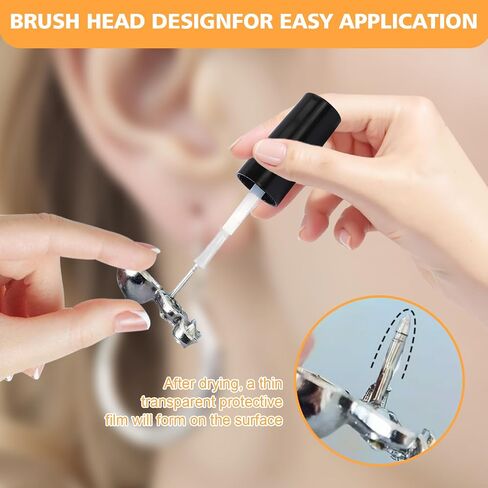 Jewelry Protective Coating, Jewelry Sealant Transparent Traceless Long-Lasting Protection Creates Protective Barrier Between Skin and Metal for Earrings Rings Bracelets in Saudi Arabia