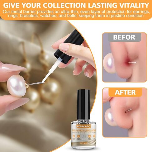 Jewelry Protective Coating, Jewelry Sealant Transparent Traceless Long-Lasting Protection Creates Protective Barrier Between Skin and Metal for Earrings Rings Bracelets in Saudi Arabia