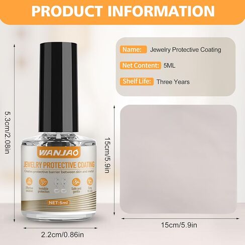 Jewelry Protective Coating, Jewelry Sealant Transparent Traceless Long-Lasting Protection Creates Protective Barrier Between Skin and Metal for Earrings Rings Bracelets in Saudi Arabia