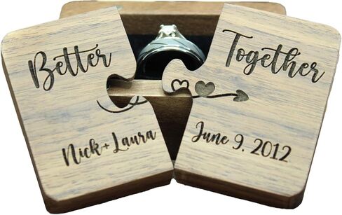 Wooden Ring Puzzle Box, Personalized Better Together Box, Engraved Custom, Engagement Proposal, Ring Bearer in Saudi Arabia