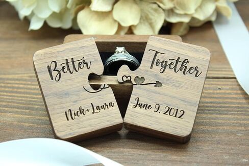 Wooden Ring Puzzle Box, Personalized Better Together Box, Engraved Custom, Engagement Proposal, Ring Bearer in Saudi Arabia